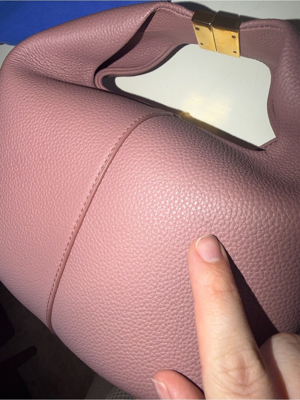 Polène Beri Blush Women's Soft Pink Knot Detail Leather Tote Shoulder Bag - Picture 15 of 16